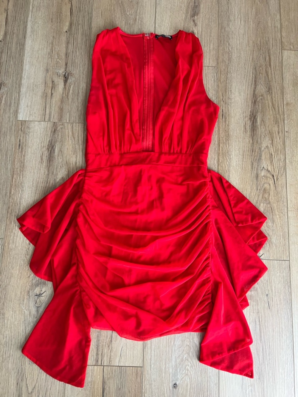 Fashion Nova Red Sleeveless Draped Mini Dress